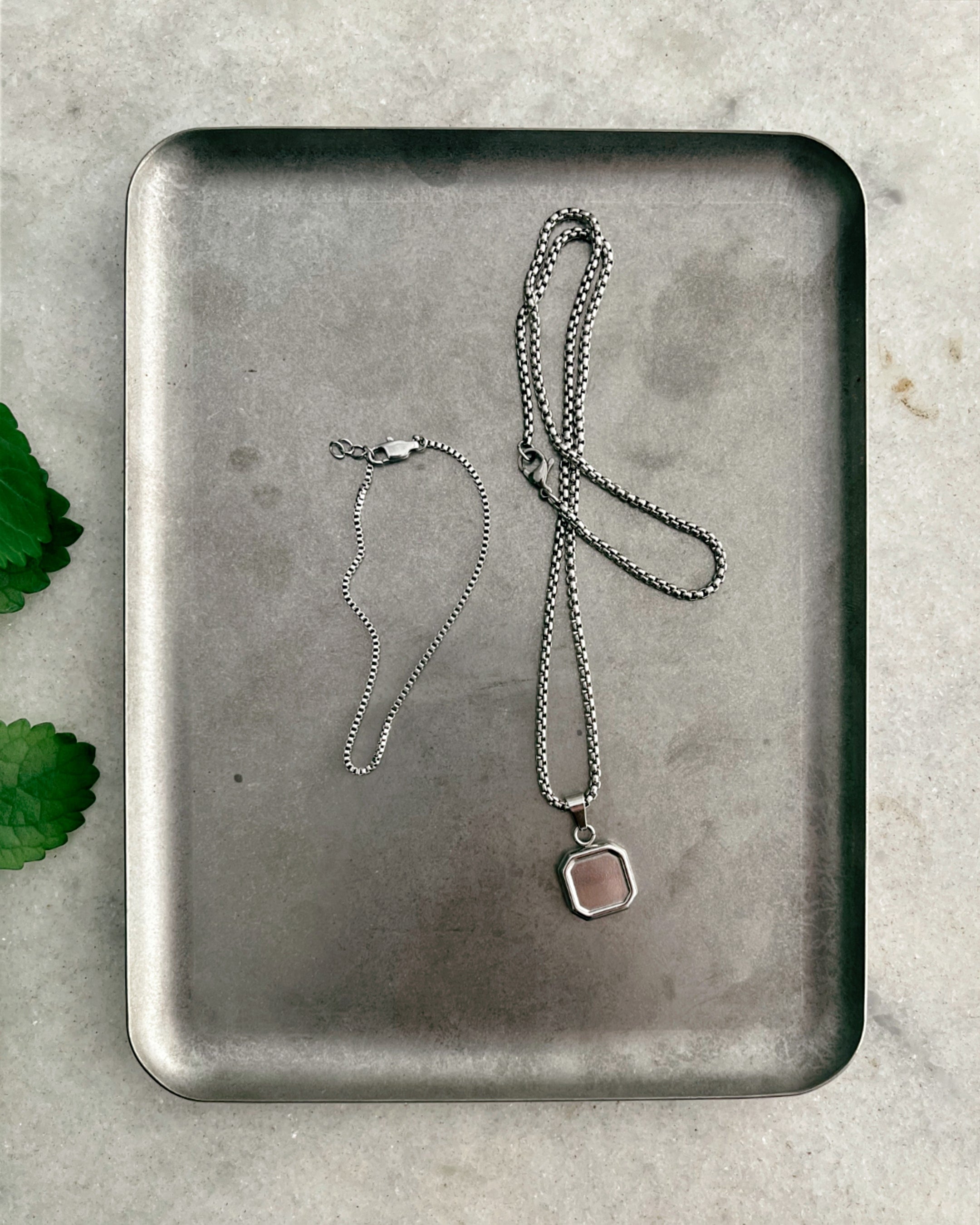 [10%OFF] GEM NECKLACE + GRID CHAIN 01